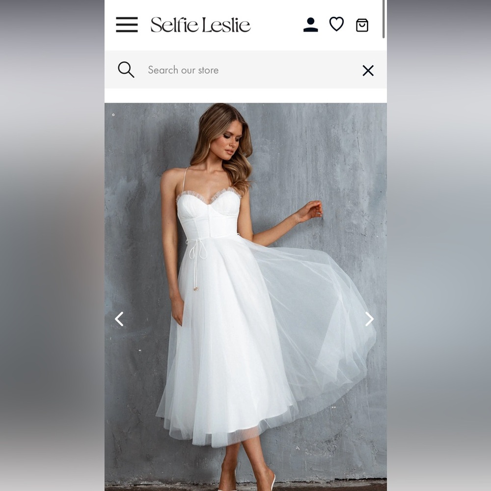 Selfie Leslie Smitten Sweetheart Neckline Chiffon Midi Dress White